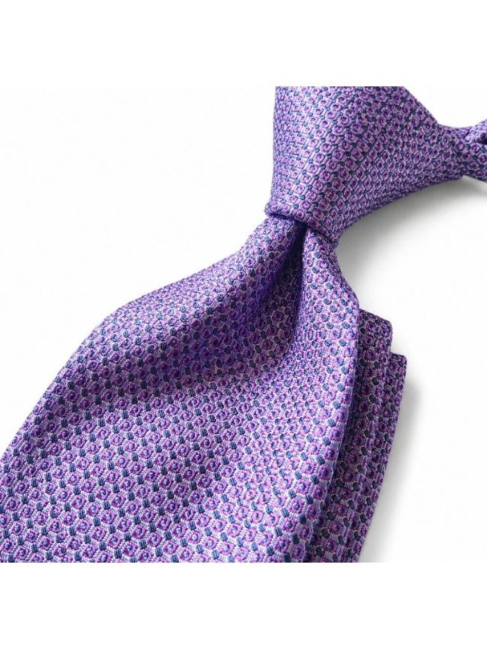 Dion Signature Purple Geometric Silk Tie Mens Necktie Made in Canada 3.5"